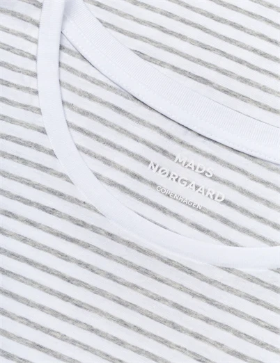 Mads Nørgaard - Organic Favorite Stripe Teasy T-shirt - Briliant White/Light Grey 